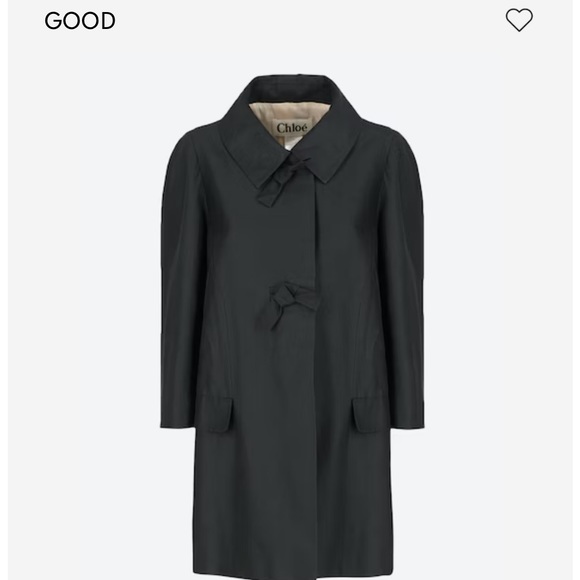 Chloe Black Single Breasted Trench Coat Jacket Size T 42 Silk Blend - Picture 10 of 11